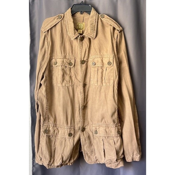 Vtg Lucky Brand Utility Jacket XXL Field Cargo Military Chore Coat Barn Safari - Picture 1 of 7